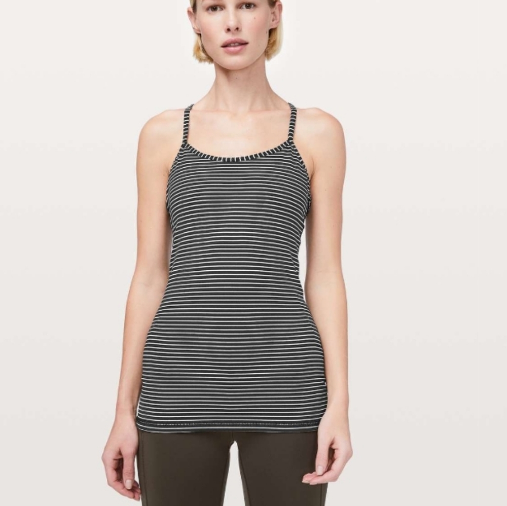 Lululemon • Black & White Mod Stripe Power Y Tank size 8 - Picture 2 of 8